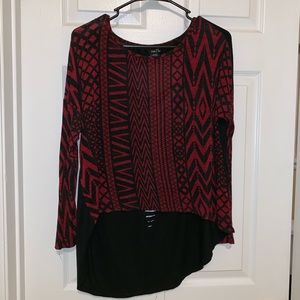 Shredded Back Tribal Print Shirt